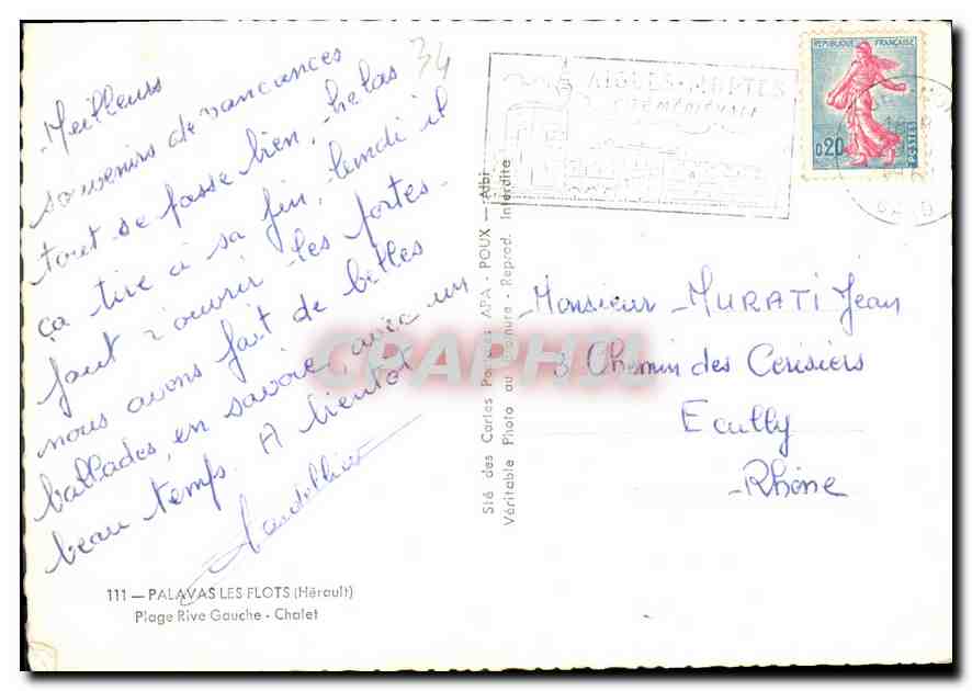 CPM Palavas les Flots Herault Plage Rive Gauche Chalet  — Back