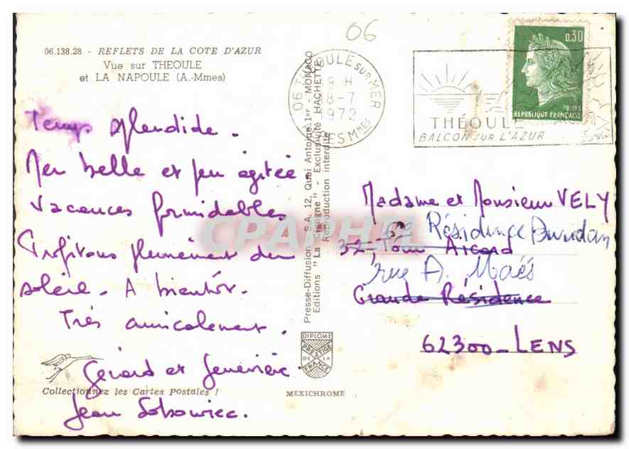 CPM Reflets de la Cote d'Azur Vue sur Theoule et La Napoule A Mmes  — Rückseite