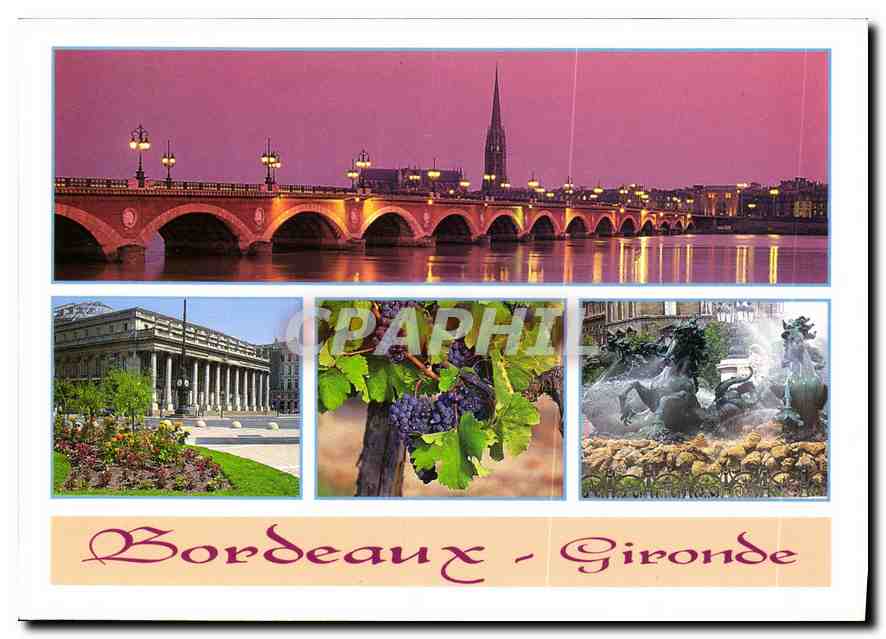 Bordeaux - Gironde — vue panoramique du pont et vignes — Éditions Gibier - Anverso