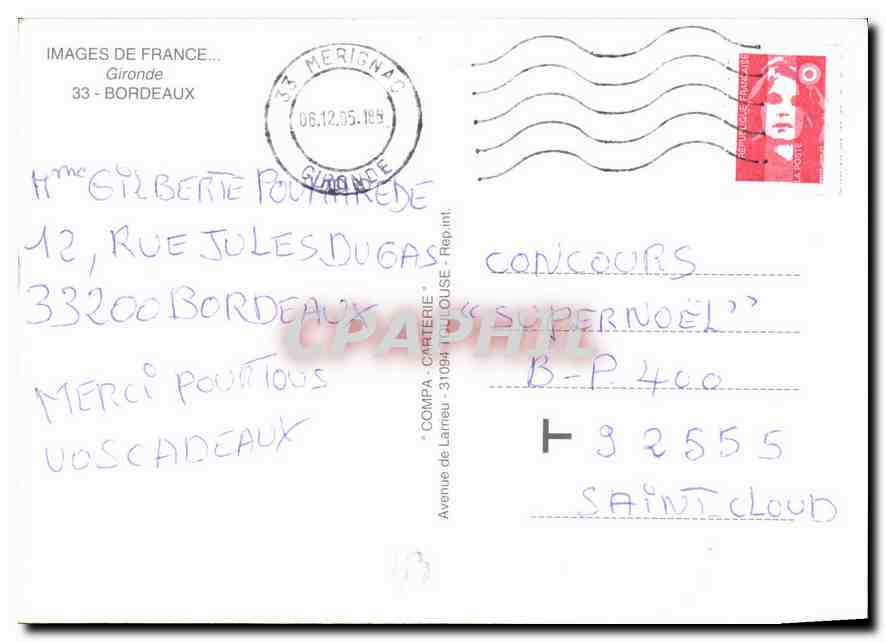 CPM Images de France Gironde Bordeaux  — Verso
