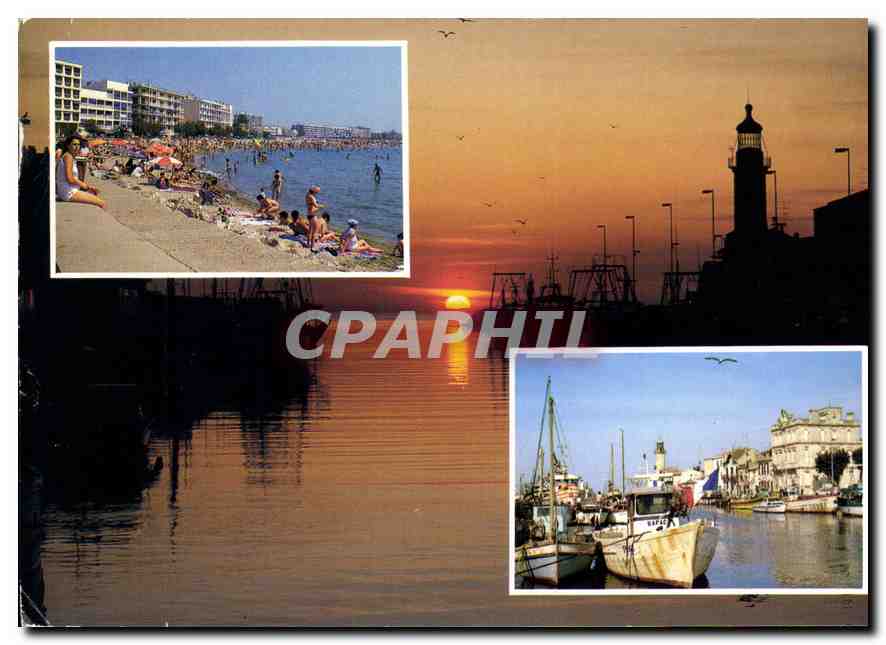 CPM Le Grau du Roi Gard son canal ses bateaux sa plage rive gauche 