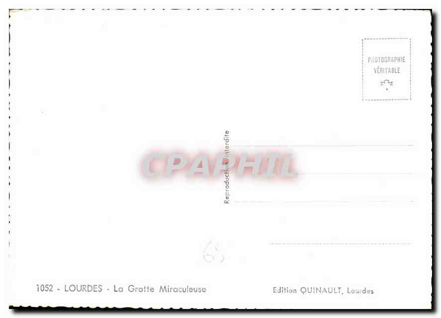 CPM Lourdes La Grotte Miraculeuse  — Verso