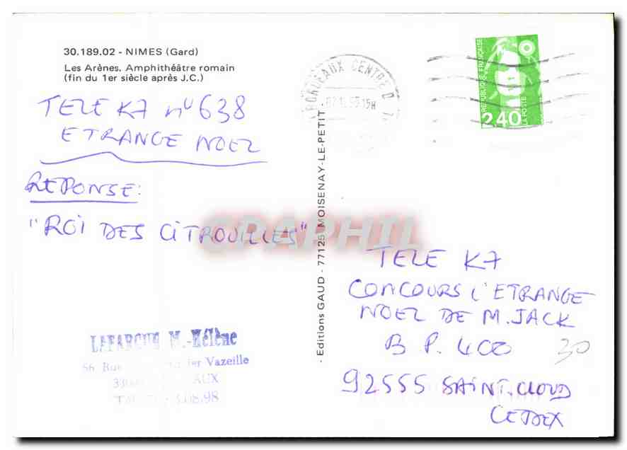 CPM Nimes Gard les Arenes Amphitheatre romain  — Rückseite