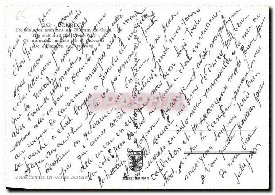 CPM Lourdes Les Malades assistant au Chemin de Croix  — Verso