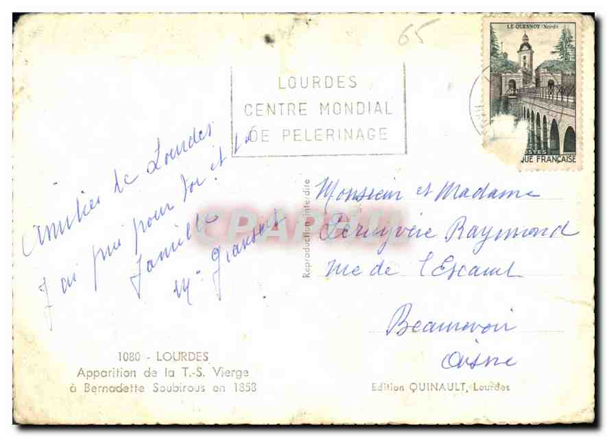 CPM Lourdes Apparition de la T S Vierge a Bernadette Soubirous en 1858  — Rückseite
