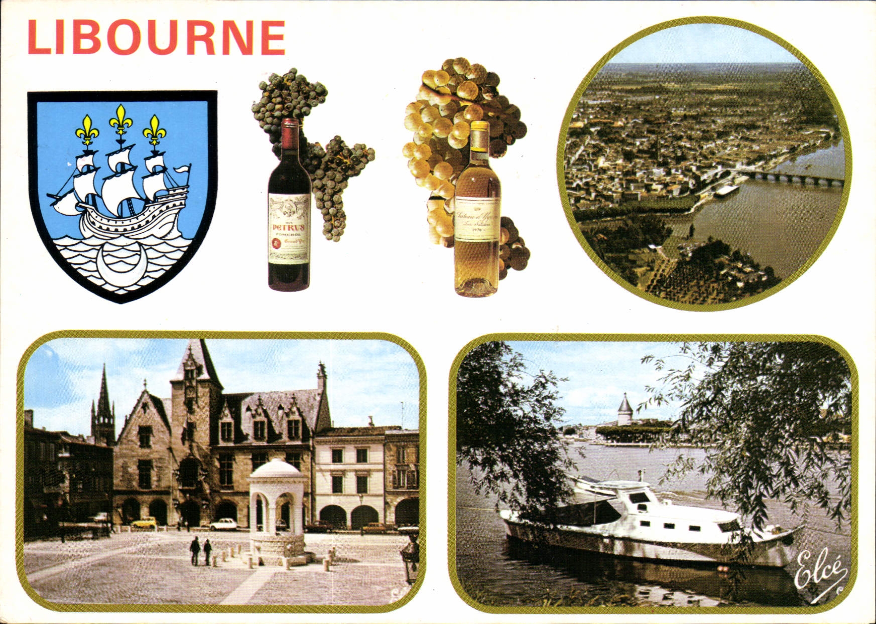 CPM Libourne la Place de l'Hotel de Ville Vue generale sur la Ville et la Dordogne 