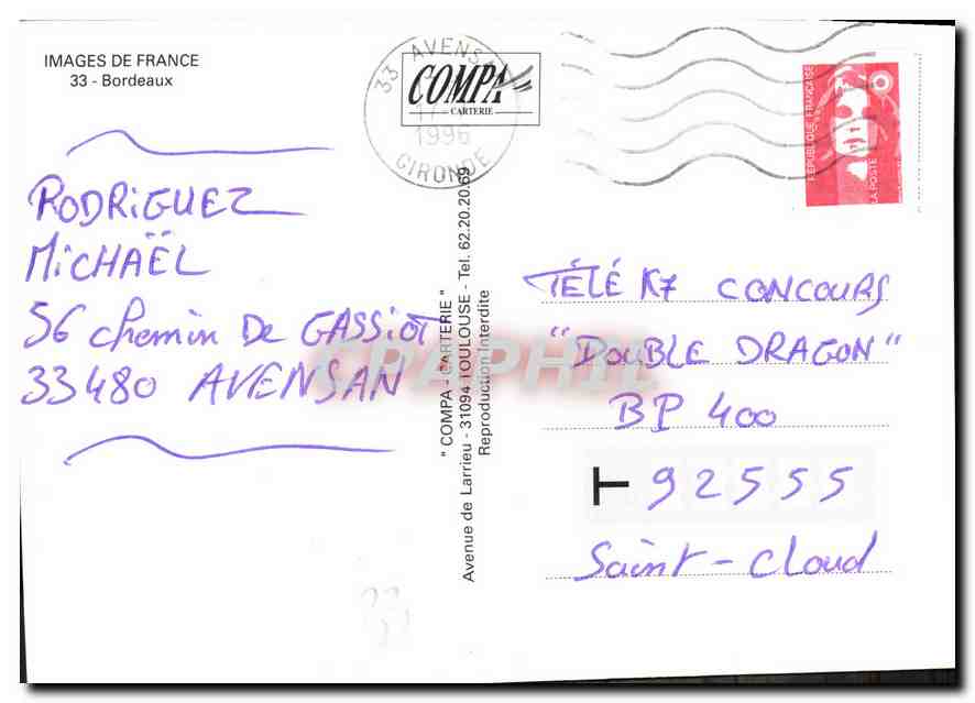 CPM Images de France Bordeaux  — Verso