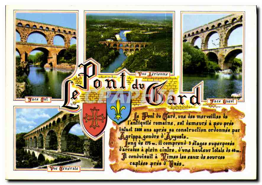 Le Pont du Gard — Vue Générale, Vue Aérienne, Face Est, Face Ouest — Éditions S.E.P.T.