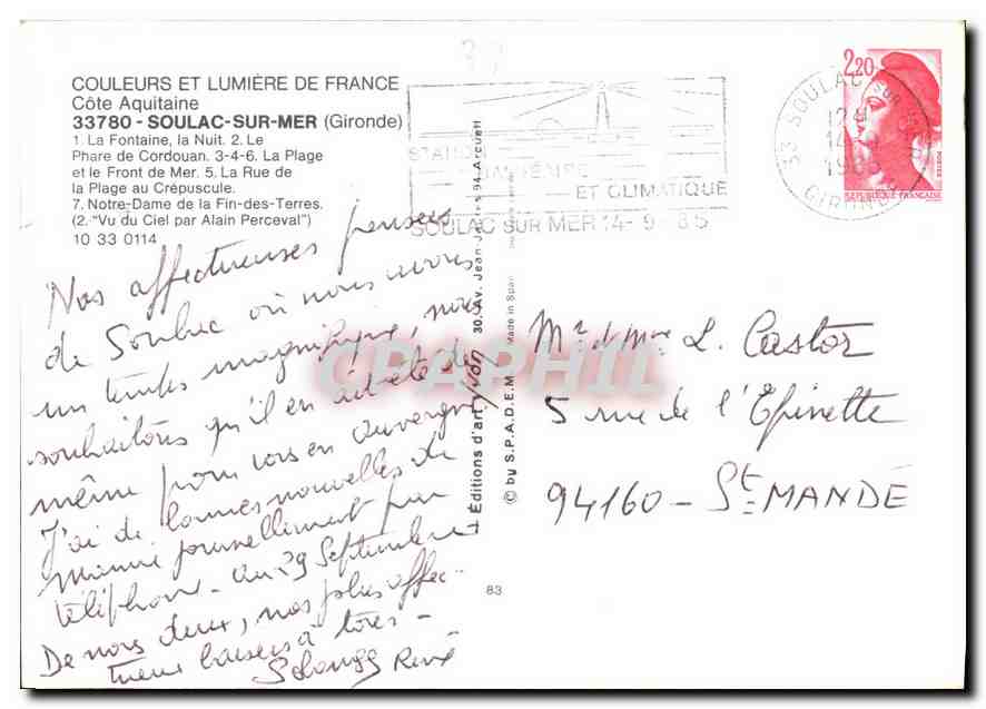 CPM Soulac sur Mer Gironde  — Rückseite