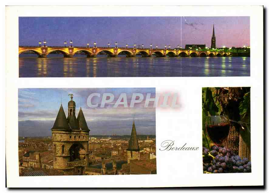 CPM Bordeaux Le Pont Pierre et la Portie de la Grosse Cliche 