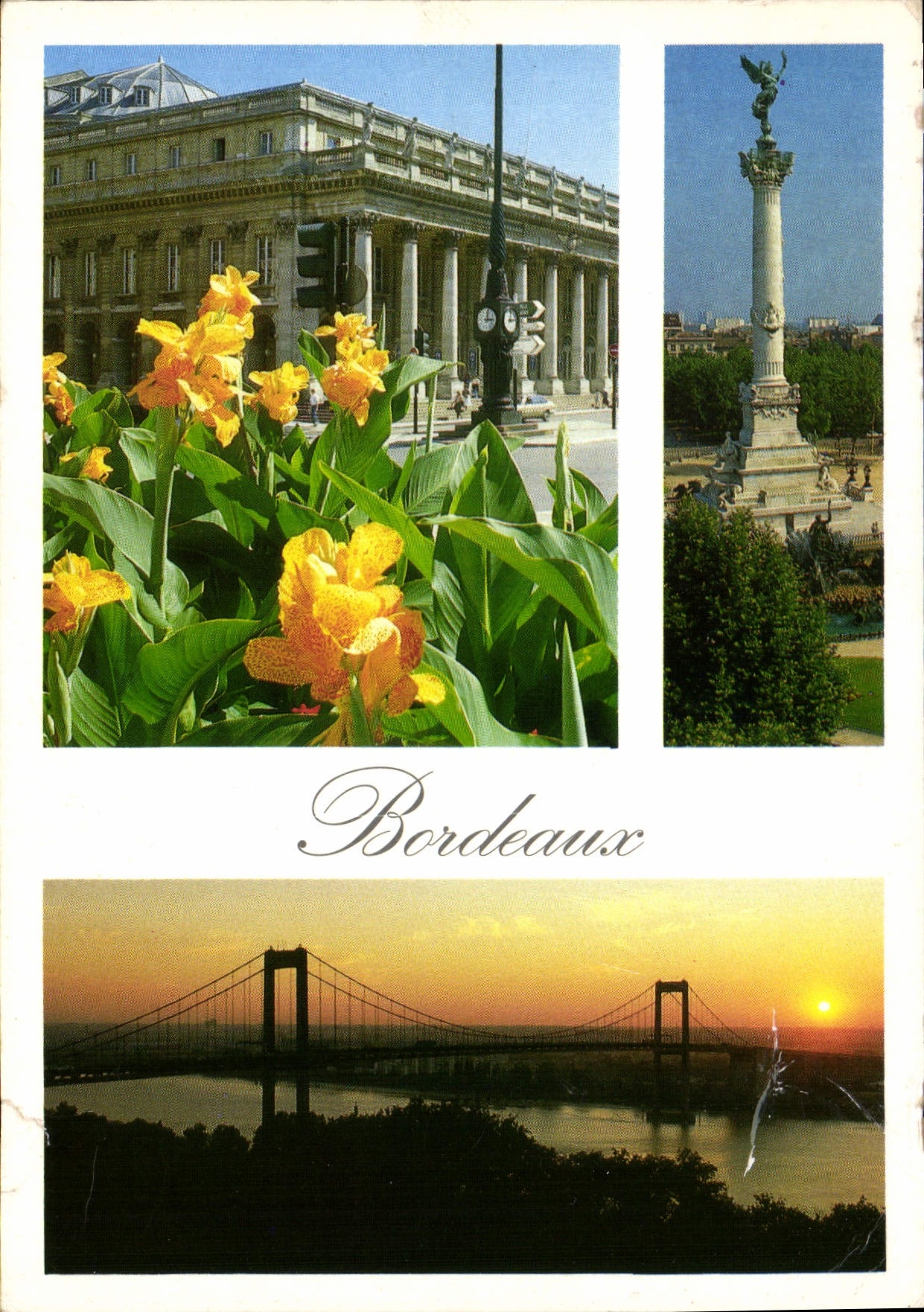Bordeaux — Le Grand Théâtre, la Colonne des Girondins et le Pont d'Aquitaine — Harmonie, création Jean-François Tedoule