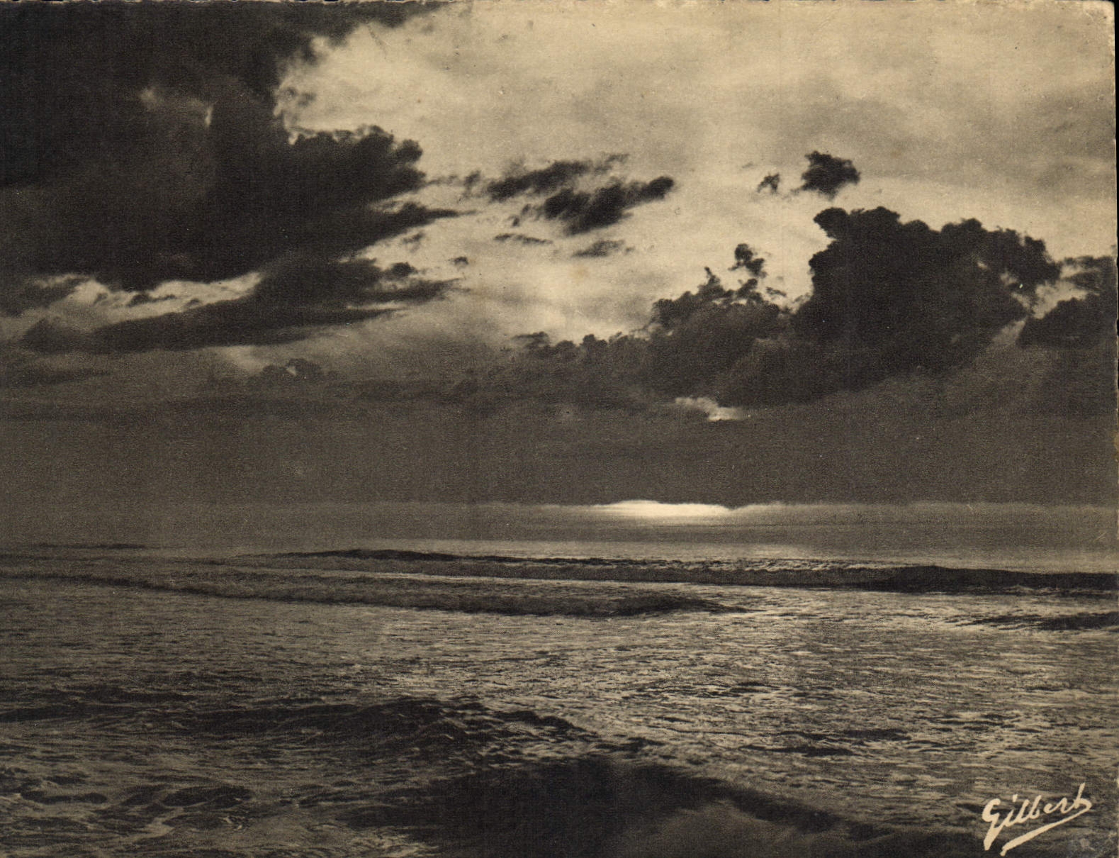 Sonnenuntergang über das Meer — Sous le Ciel de France — A.G.A. 42, SoulaC-sur-MER (Côte d'Argent) — Éditions Charentaises d'Art, A. Gilbert, Jarnac