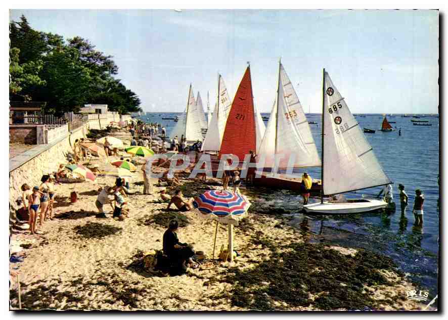 Bassin d'Arcachon — Plage animée avec voiliers — Édition Moderne & Théâtre, collection Sensévy