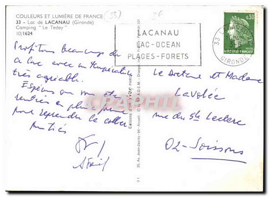 Lac de Lacanau — Camping 'Le Tedey' — Éditions d'Art Yvon — Achterkant