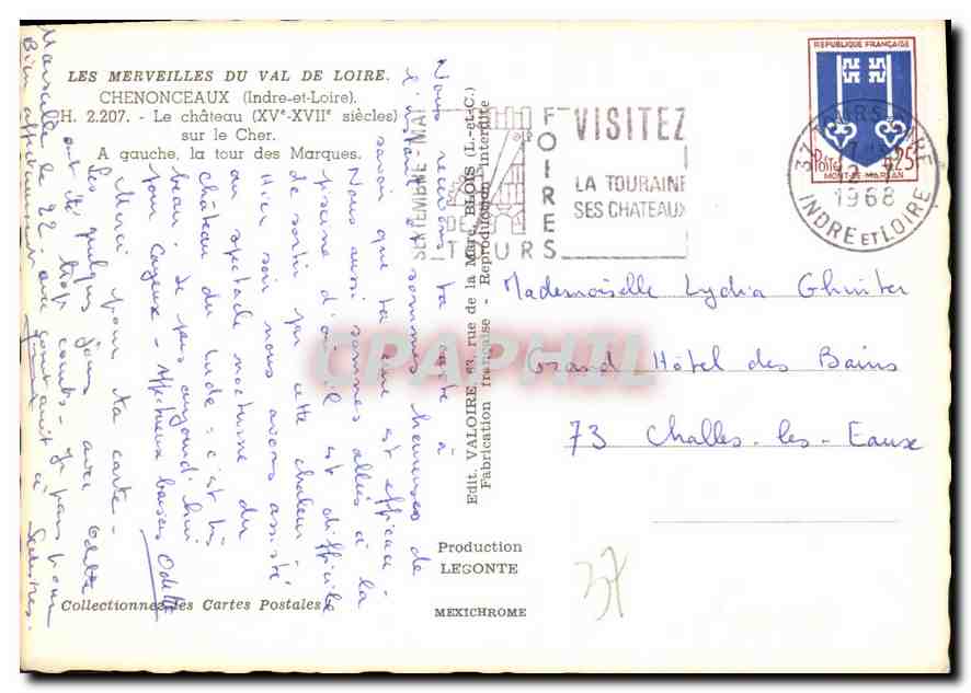 CPM Chenonceaux Indre et Loire Le Chateau XV XVII siecle sur le cher  — Rückseite