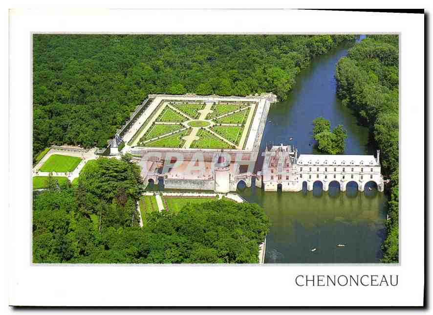 CPM Chenonceaux Le Chateau Vue aeriennee 