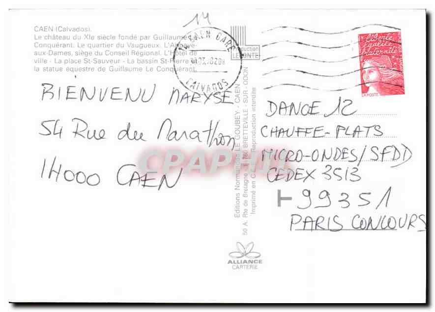 CPM Caen Calvados Le Chateau du XIe siecle fonde par Guillaume  — Verso