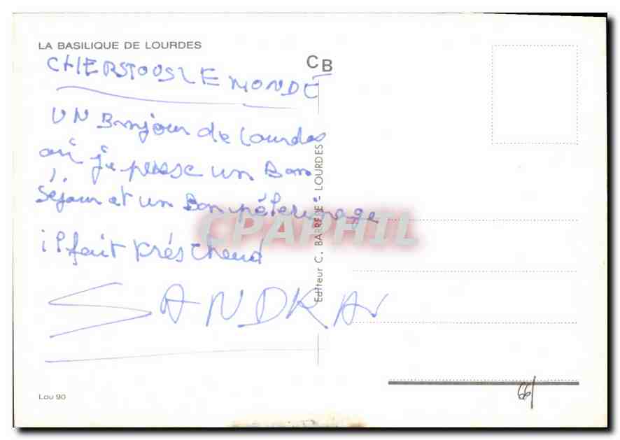 CPM La Basilique de Lourdes  — Verso