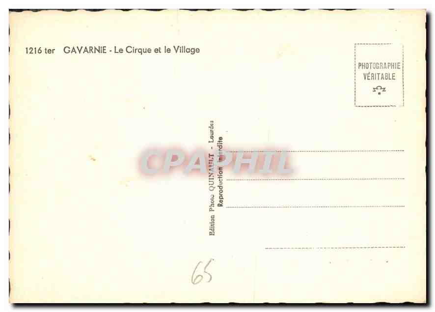 CPM Gavarnie Le Cirque et le Village  — Verso