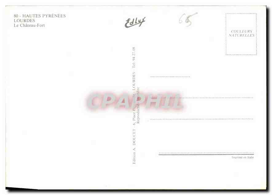 CPM Lourdes Le Chateau Fort  — Verso