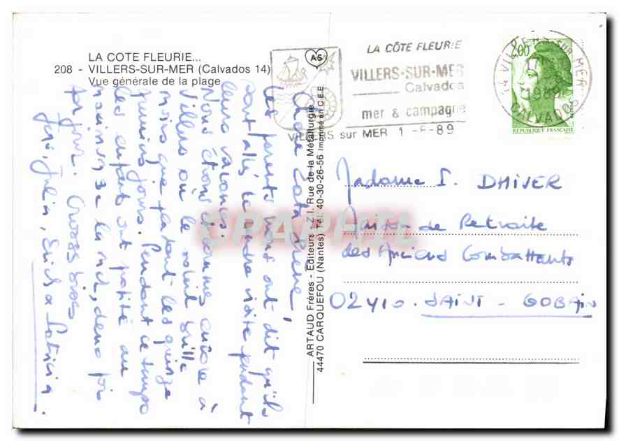 Villers-sur-Mer — Allgemeiner Blick auf den Strand — Artaud Frères — Rückseite