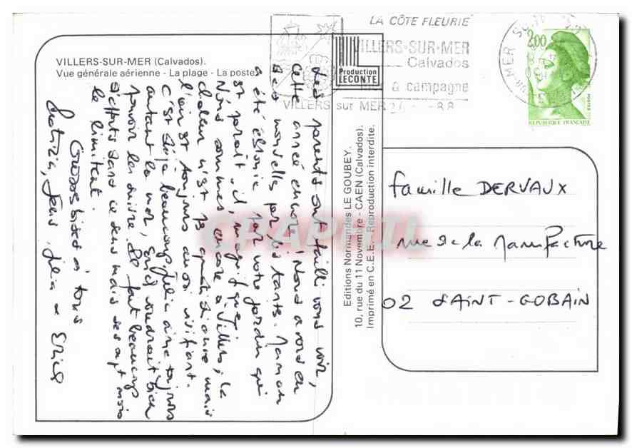 Villers-sur-Mer — Luftbild und Strand — Editions La Côte Fleurie — Rückseite