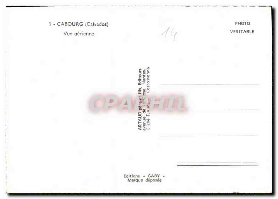 CPM Cabourg Calvados Vue aerienne  — Rückseite