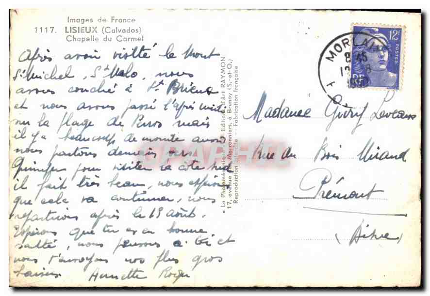 Lisieux (Calvados) — Chapelle du Carmel — Édition Raymon — Achterkant