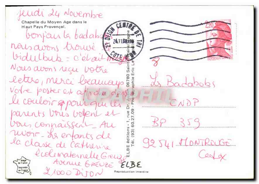 CPM Chapelle de Mouen Age dans le Haut Pays Provencal  — Rückseite