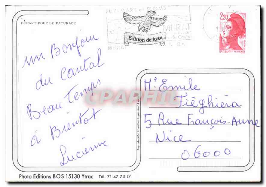 CPM Depart pour le Paturage  — Rückseite