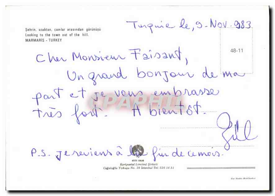 CPM Marmais Turkey  — Verso