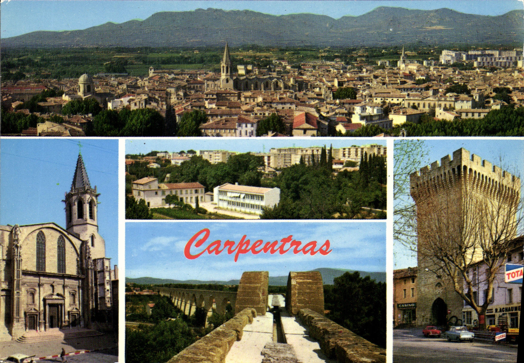 CPM Carpentras Vaucluse Vue generale Cathedrale Saint Siffrein L'Acqueduc Porte d Orange 
