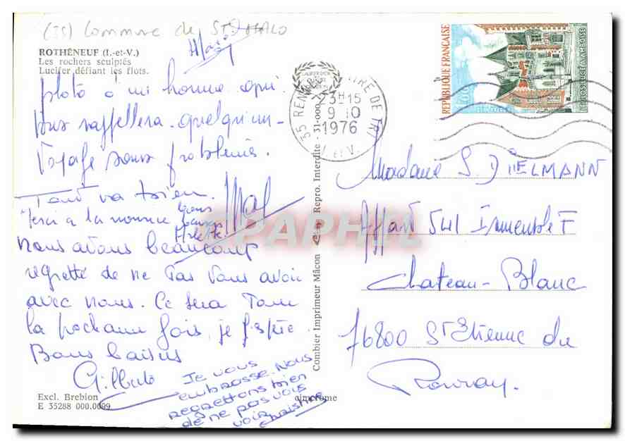 Les rochers sculptés — St-Hilaire-de-Briouze (Ille-et-Vilaine) — Repro Imprimeur Mâcon — Verso
