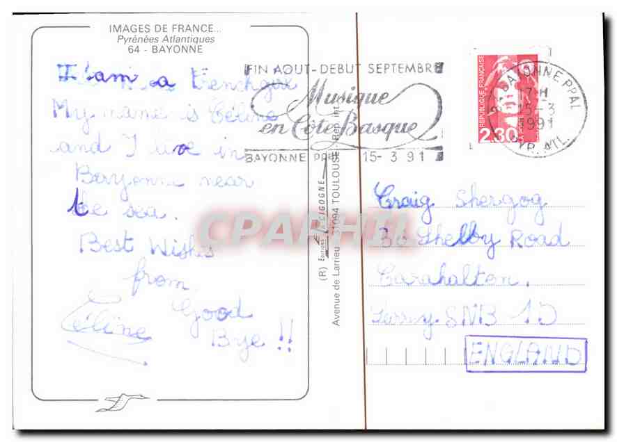 CPM Images de France Pyrenees Atlantiques Bayonne  — Verso