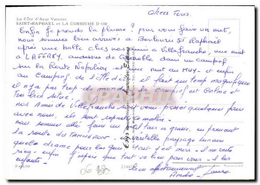 CPM La Cote d'Azur Varoise Saint Raphael et la Corniche d'Or  — Verso