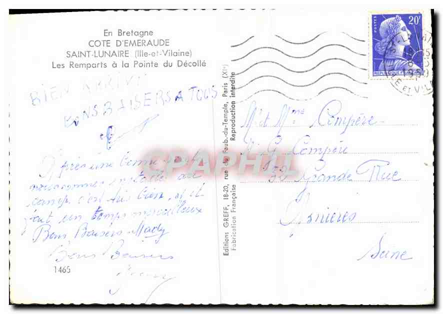 CPM En Bretgane Cote d'Emeraude Saint Lunaire Ille et Vilaine Les Remparts a la Pointe du Decolle  — Rückseite