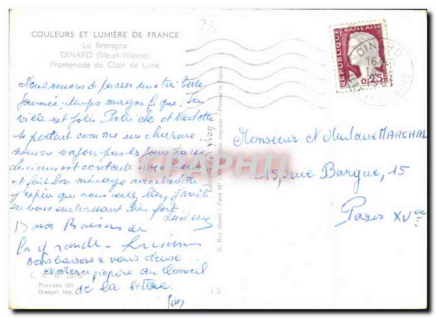 Dinard (Ille-et-Vilaine) — Promenade du Clair de Lune — Édition Yvon — Rückseite