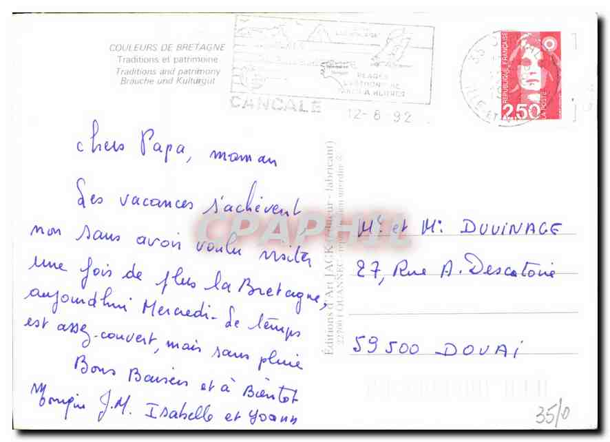 Bretagne — paysages, traditions et vie quotidienne — Éditions Jack (Art Jack) & Cie, n°35/10 — Rückseite