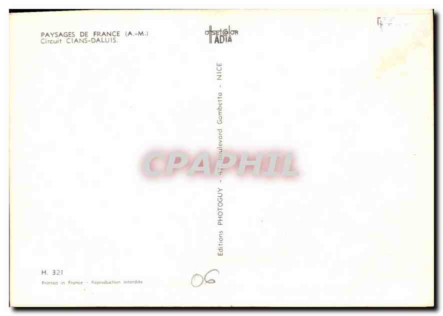 CPM Paysages de France Circuit Cians Daluis  — Rückseite