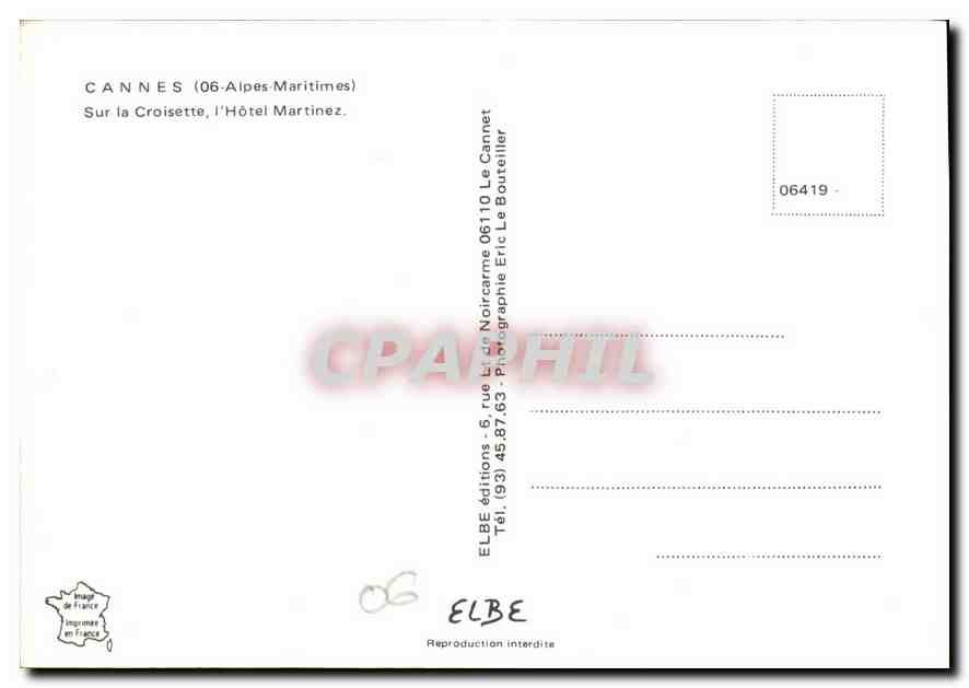 CPM Cannes Alpes Martimes Sur la Croisette l'Hotel Martinez  — Rückseite
