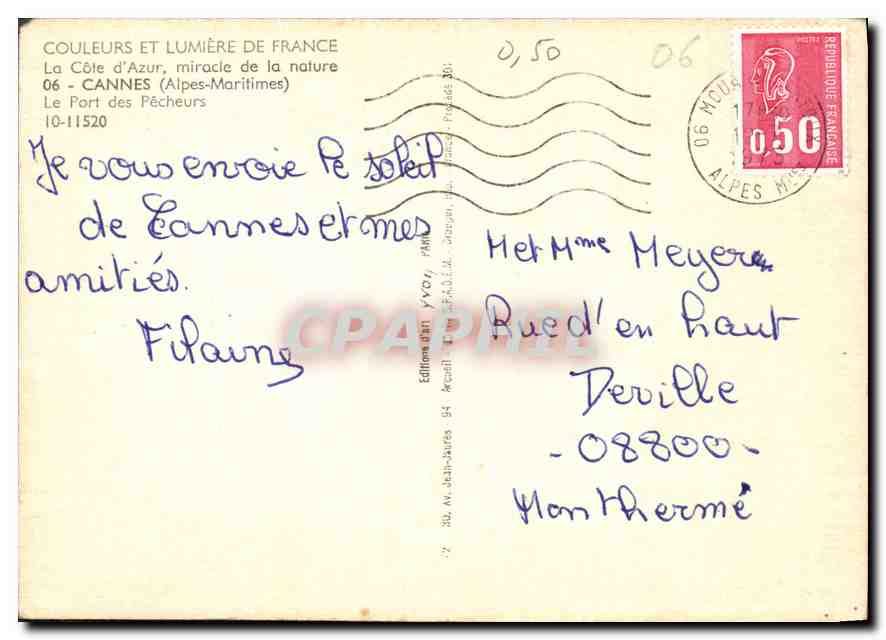 CPM Couleurs et Lumiere de France La Cote d'Azur miracle de la nature Cannes Alpes Maritimes Le Port — Rückseite