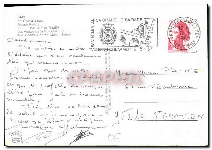 Villefranche-sur-Mer — Les Voutes de la Rue Obscure — Les Éditions Mar — Rückseite