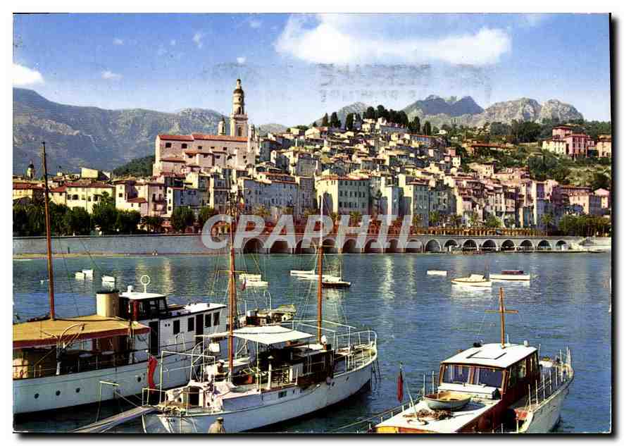 Menton — Die Altstadt vom Hafen aus gesehen — CPAPHIL