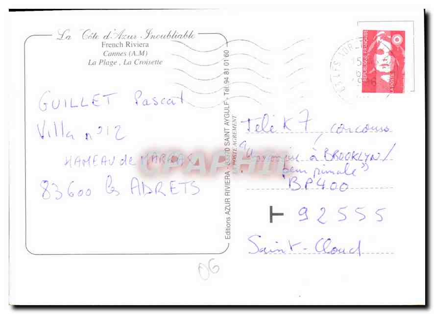 Cannes — Plage — Éditions Azur Riviera, n°06 — Reverso