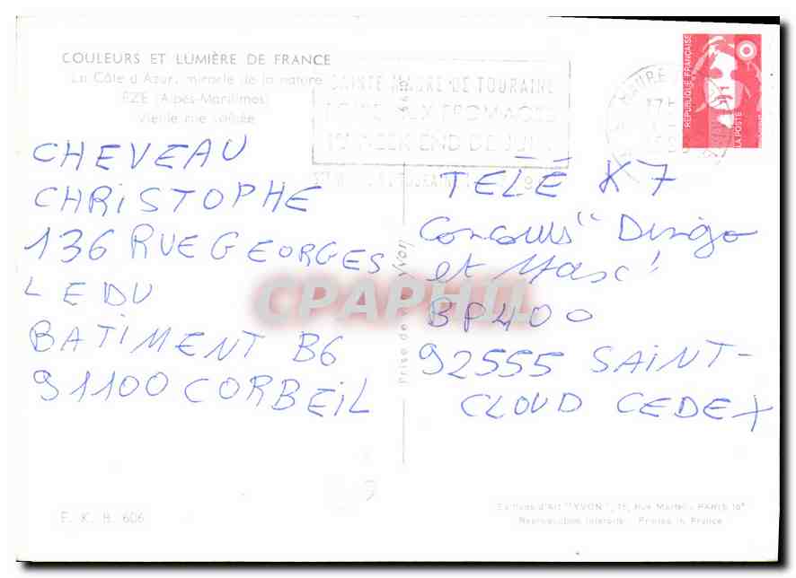 Vue de village provençal — éditeur Yvon, n° 606 — Verso