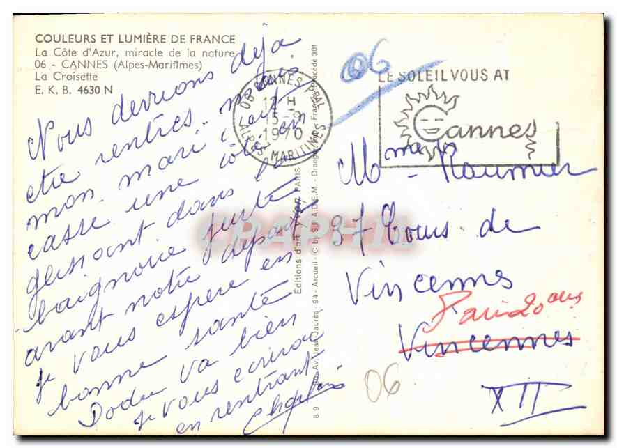 Cannes — La Croisette — Yvon — Verso