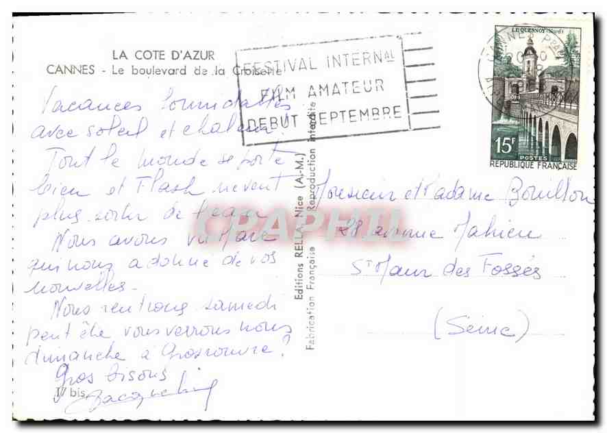 Cannes — Festival International du Film Amateur — Éditeur : Editions Rella — Reverso