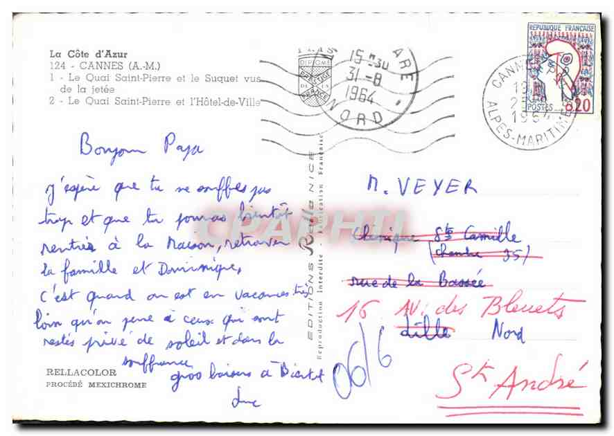 Le Port de Cannes — vue du port et du quai — Éditions Nice — Verso