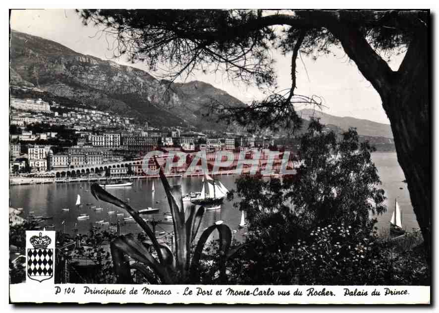 Principauté de Monaco - Le Port et Monte-Carlo vus du Rocher. Palais du Prince — Éd. S.I.C.A. n° P 104