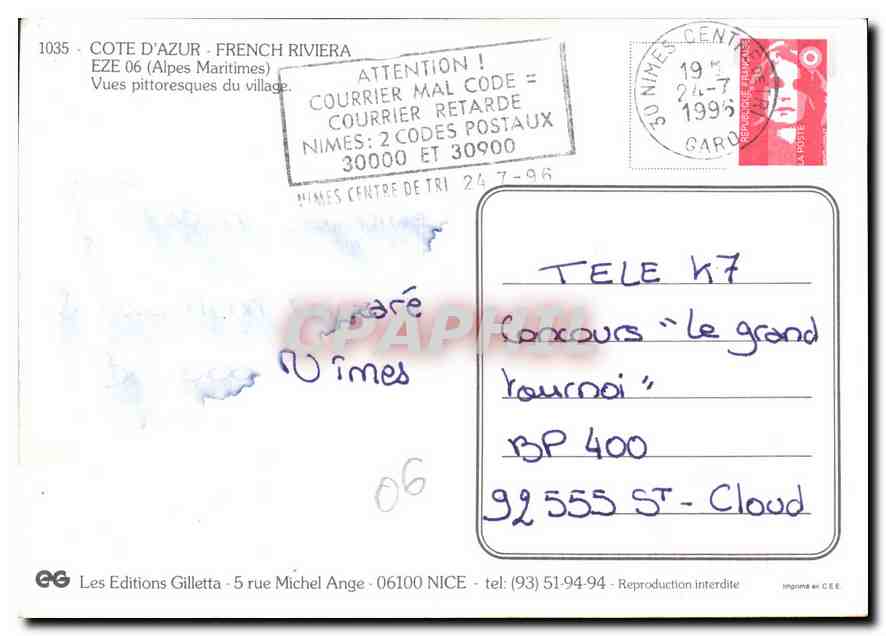 CPM Cote d'Azur French Riviera Eze Alpes Maritimes Vues pittoresques du village  — Rückseite